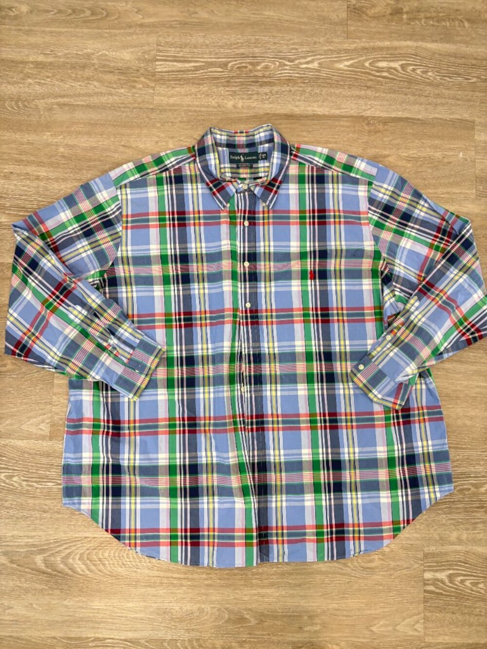 Polo Ralph Lauren Classic Fit Cotton Plaid Shirt in Blue size 3XB 3XL Big 54/56